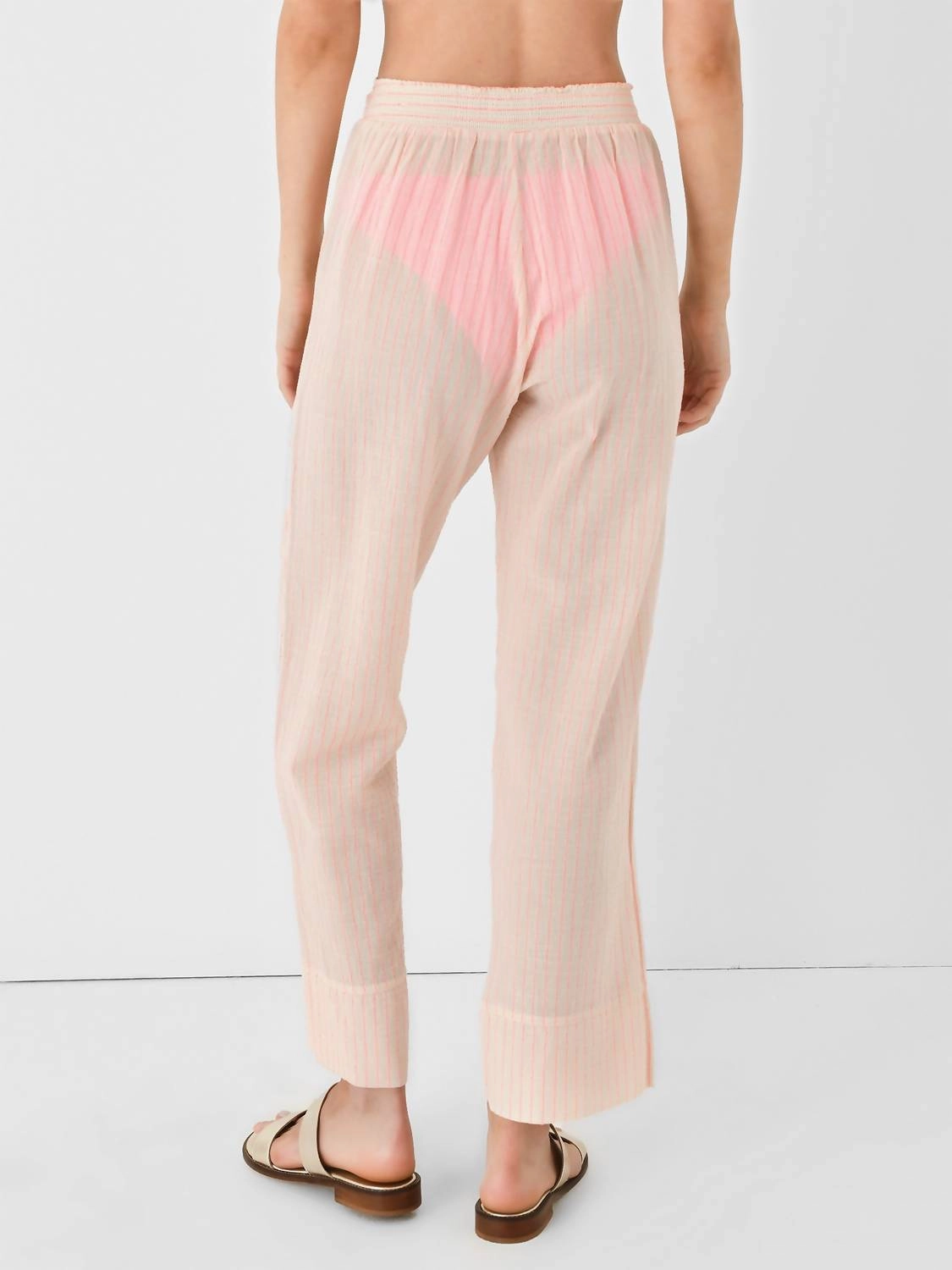 Coral Pinstripe Julieth Pant In White