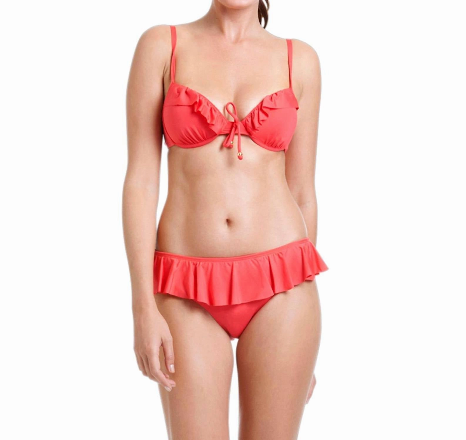 Core Solids Ruffle Hipster In Coral