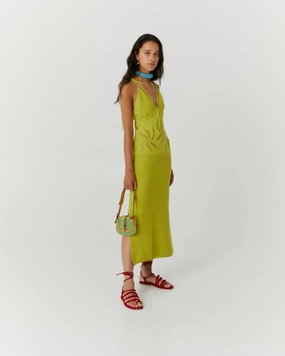 Cotton Dress With Floral Inlays