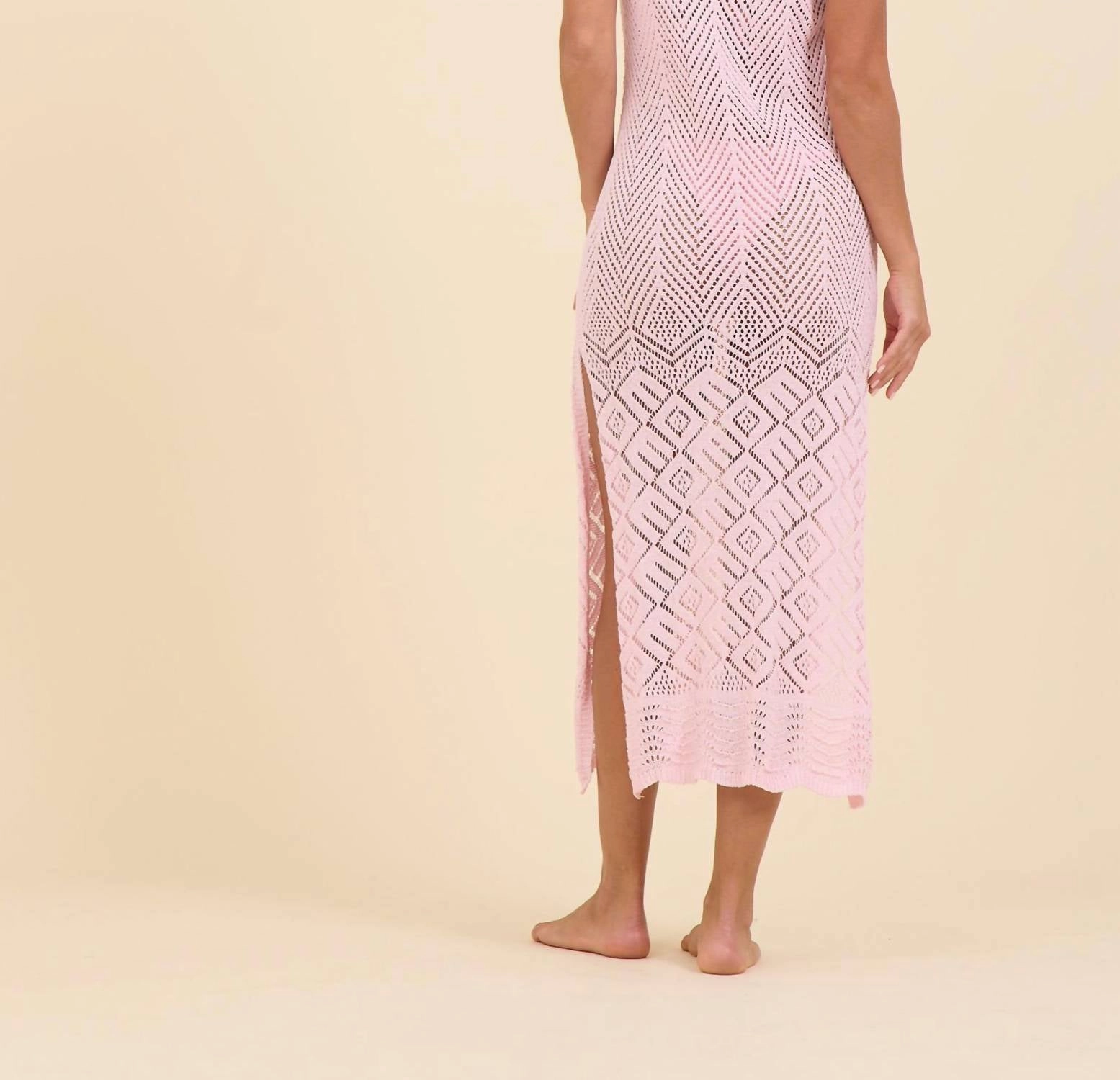 Crochet Maxi Dress Coverup In Blush