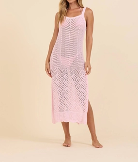 Crochet Maxi Dress Coverup In Blush