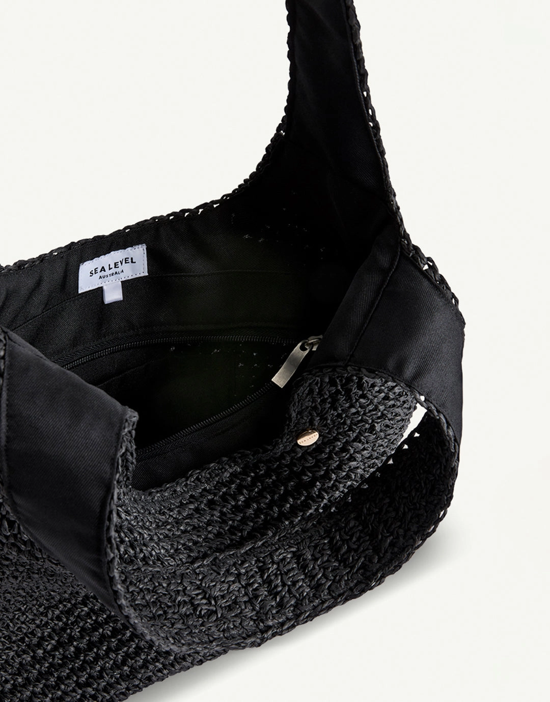 Crochet Slouch Beach Bag - Black