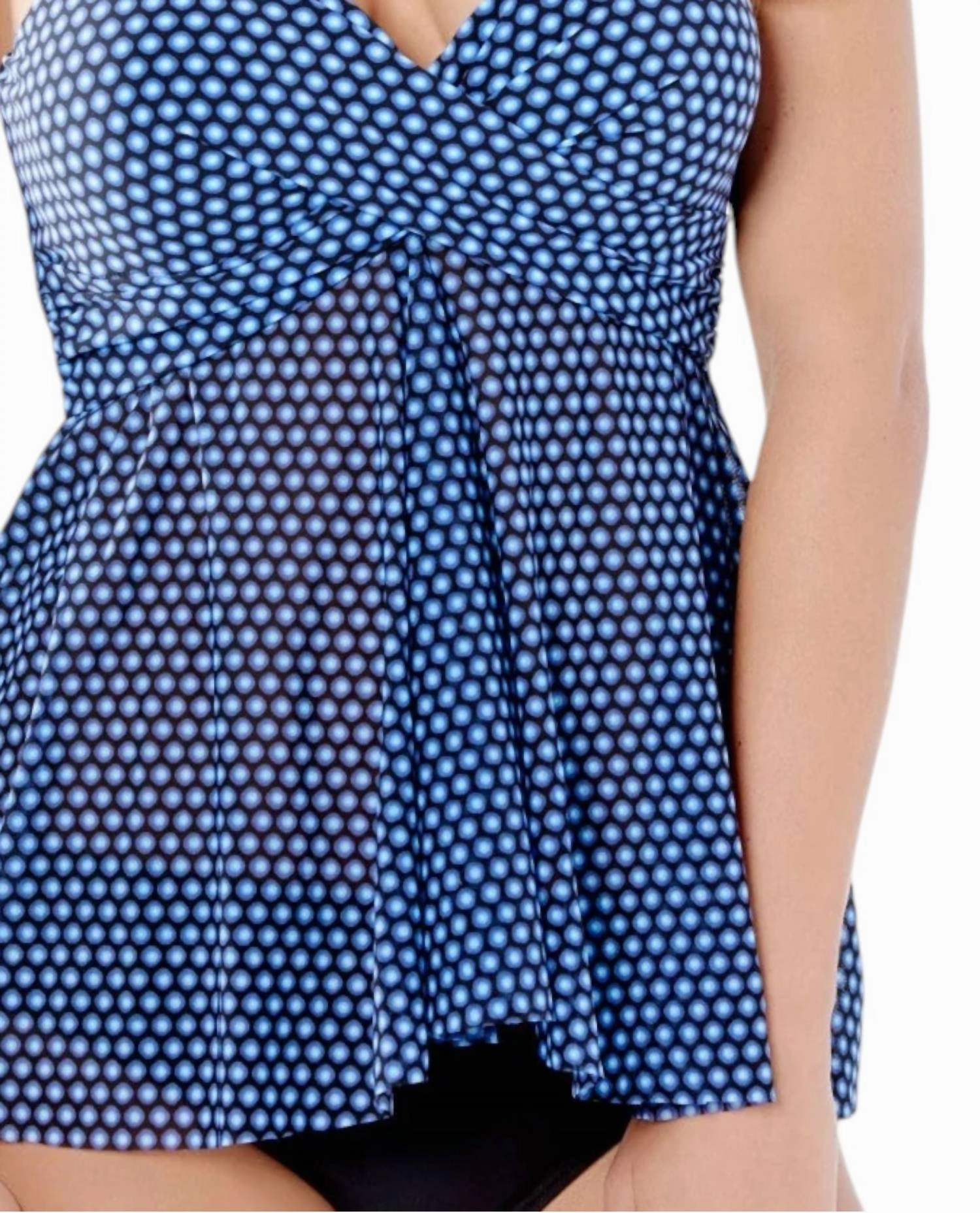 Crossover Flare Underwire Bandeau Tankini Top In Blue