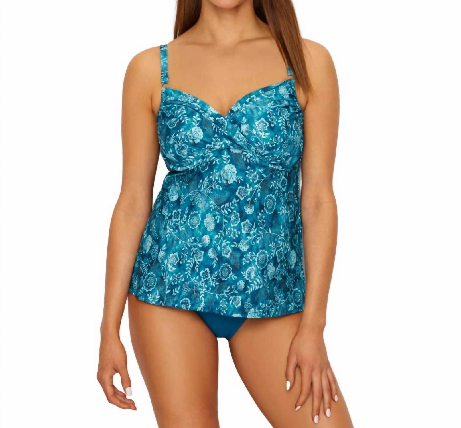 Crossroads D-Cup Tankini In Ocean Mist