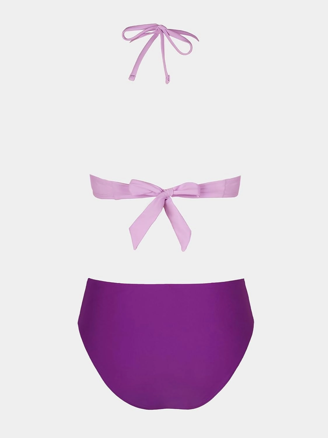 CUPSHE Bikini Set for Women Two Piece Swimsuit Bandeau Top Back Tie Mid Waisted Bottom with Removable Shoulder Straps