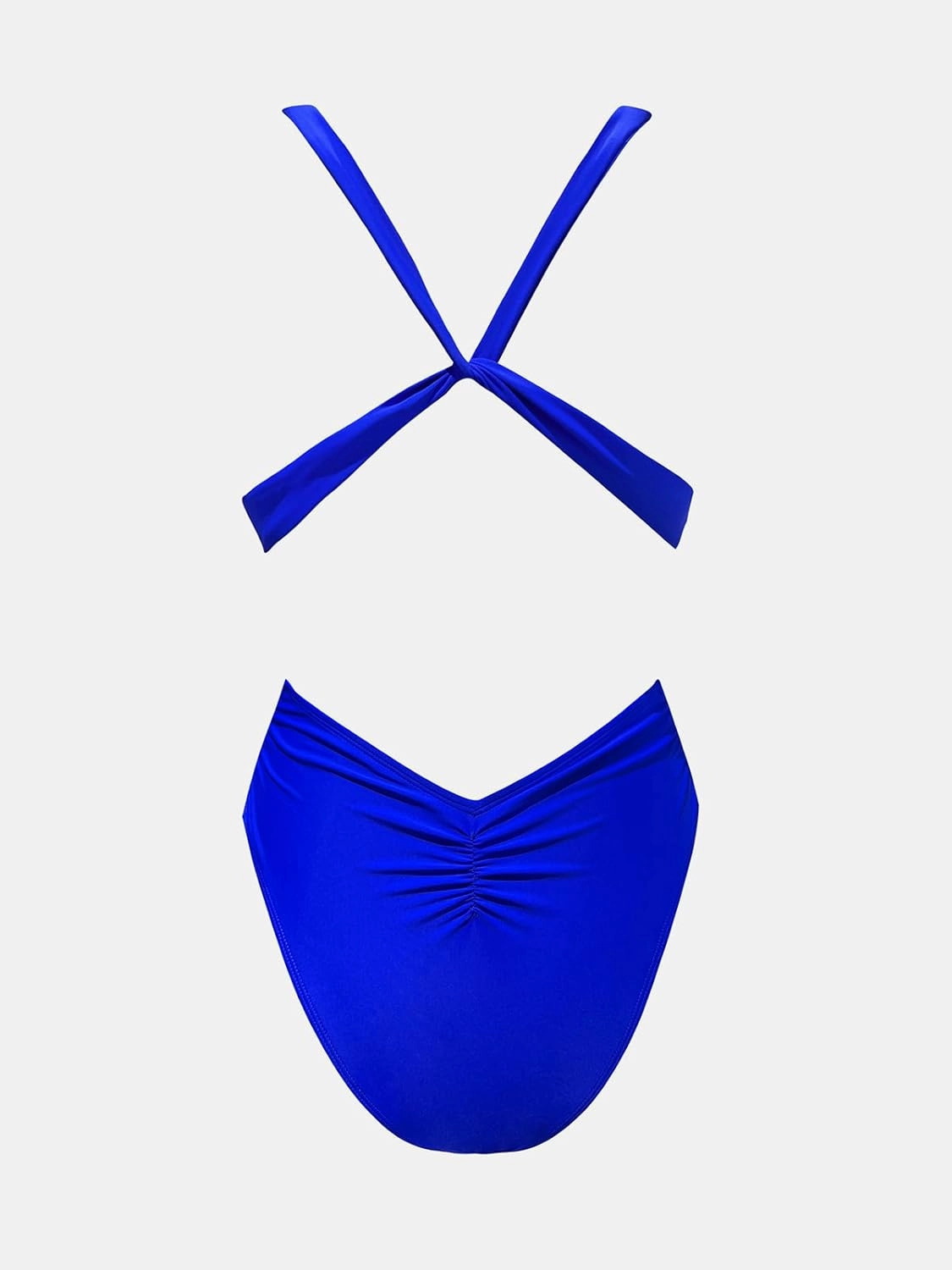 CUPSHE One Piece Swimsuit for Women Bathing Suit Cut Out Cross Back Tie Deep V Neck Ruched High Cut