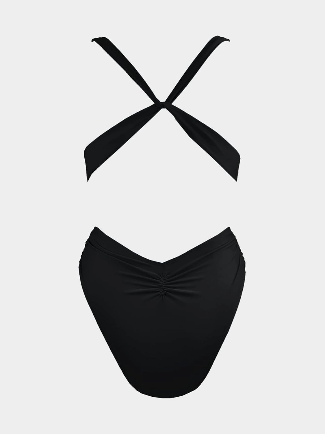 CUPSHE One Piece Swimsuit for Women Bathing Suit Cut Out Cross Back Tie Deep V Neck Ruched High Cut