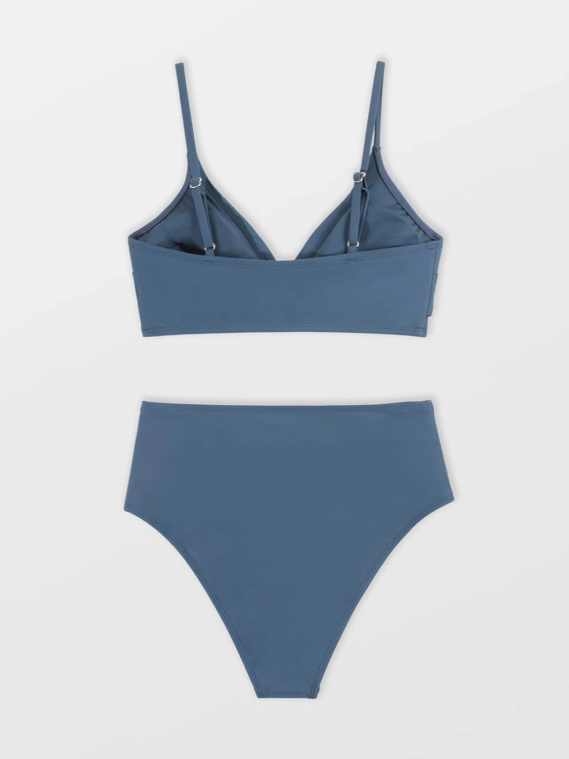 CUPSHE Women's Bikini Sets Two Piece Swimsuit High Waisted V Neck Twist Front Adjustable Spaghetti Straps Bathing Suit