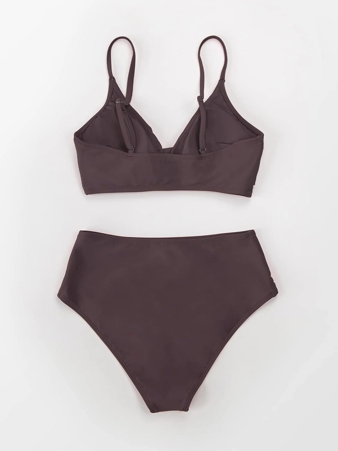 CUPSHE Women's Bikini Sets Two Piece Swimsuit High Waisted V Neck Twist Front Adjustable Spaghetti Straps Bathing Suit