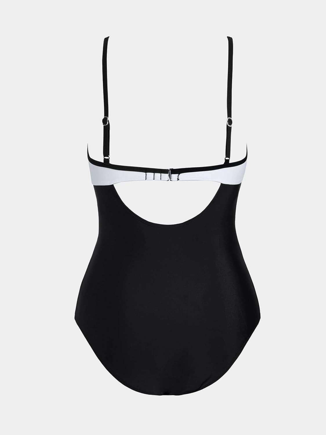 CUPSHE Women's One Piece Swimsuit Bathing Suit Scoop Neck Cutout Back Hook Color Block Mesh Swimwear