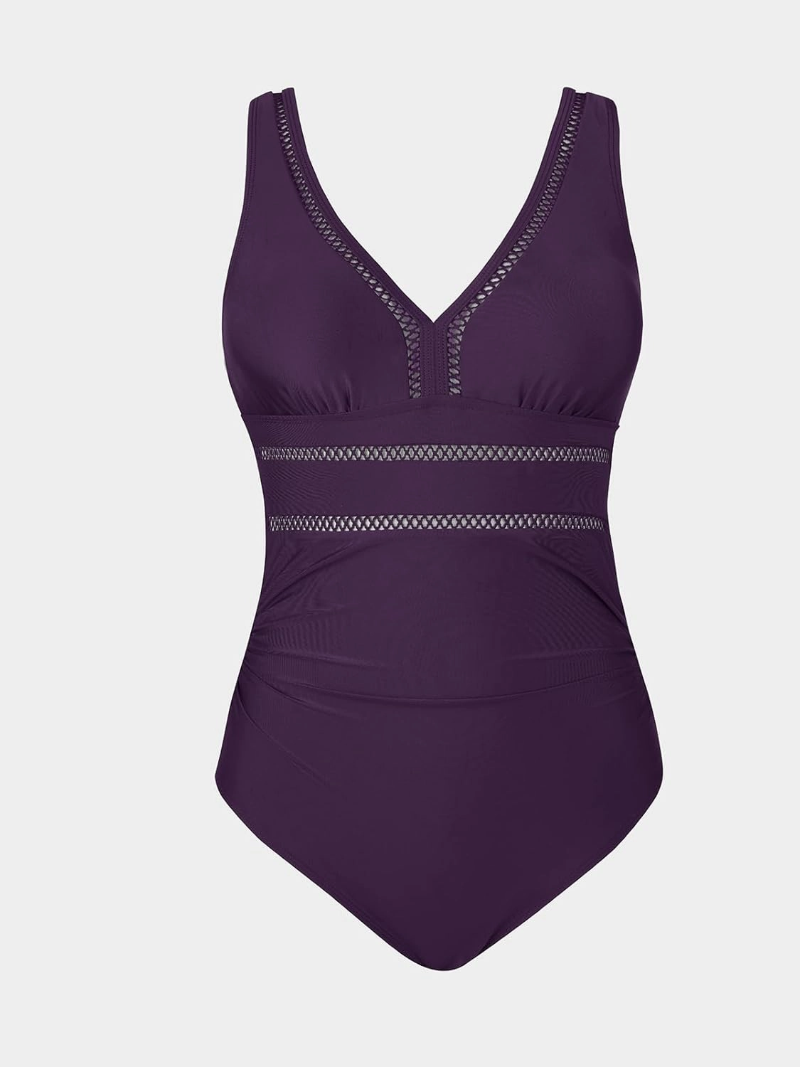 CUPSHE Women's One Piece Swimsuit Bathing Suit V Neck Adjustable Straps Ruched Mesh Back Hook