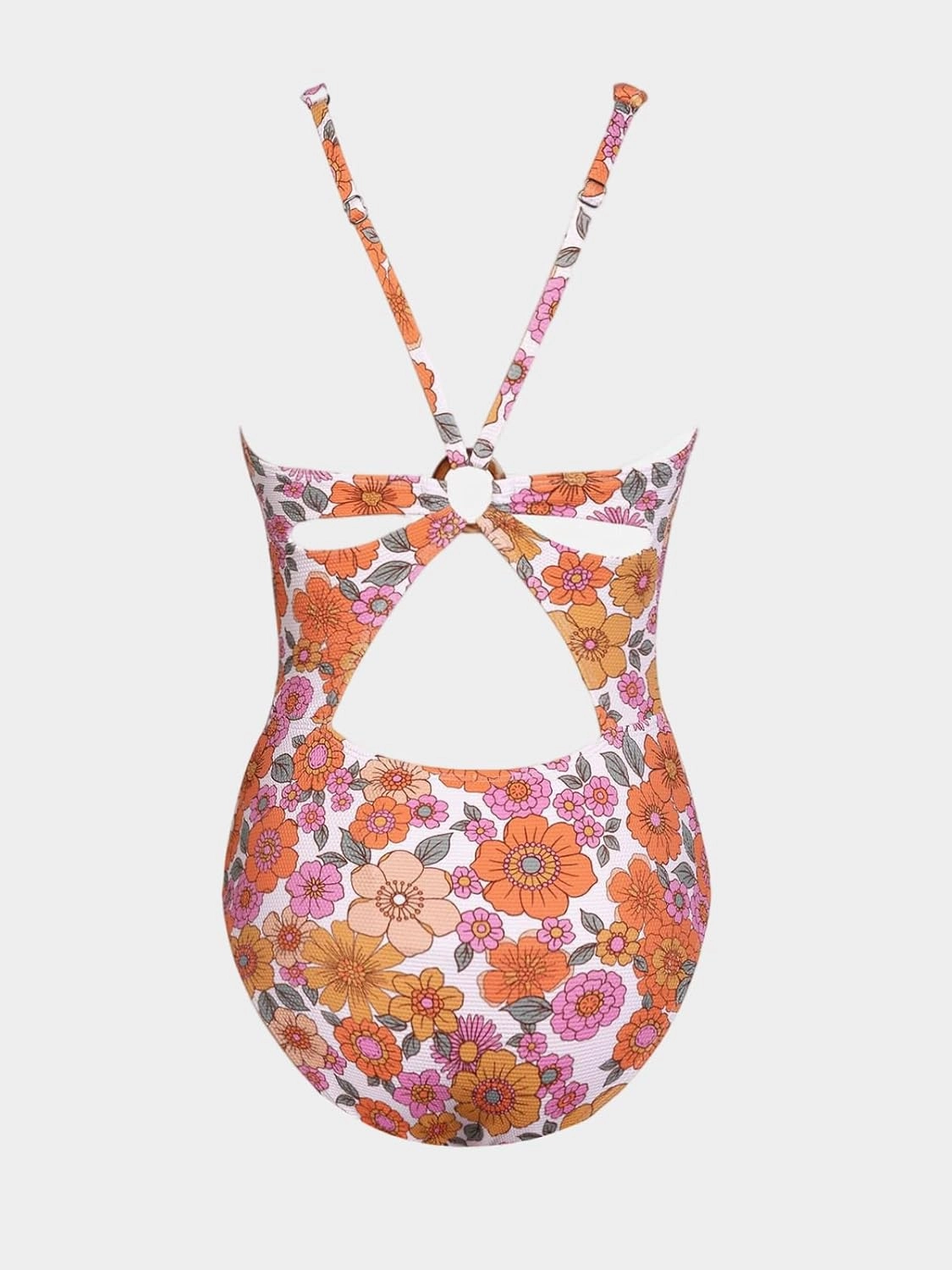 CUPSHE Women's One Piece Swimsuit Deep V Neck Keyhole Cutout O Ring Textured Bathing Suit