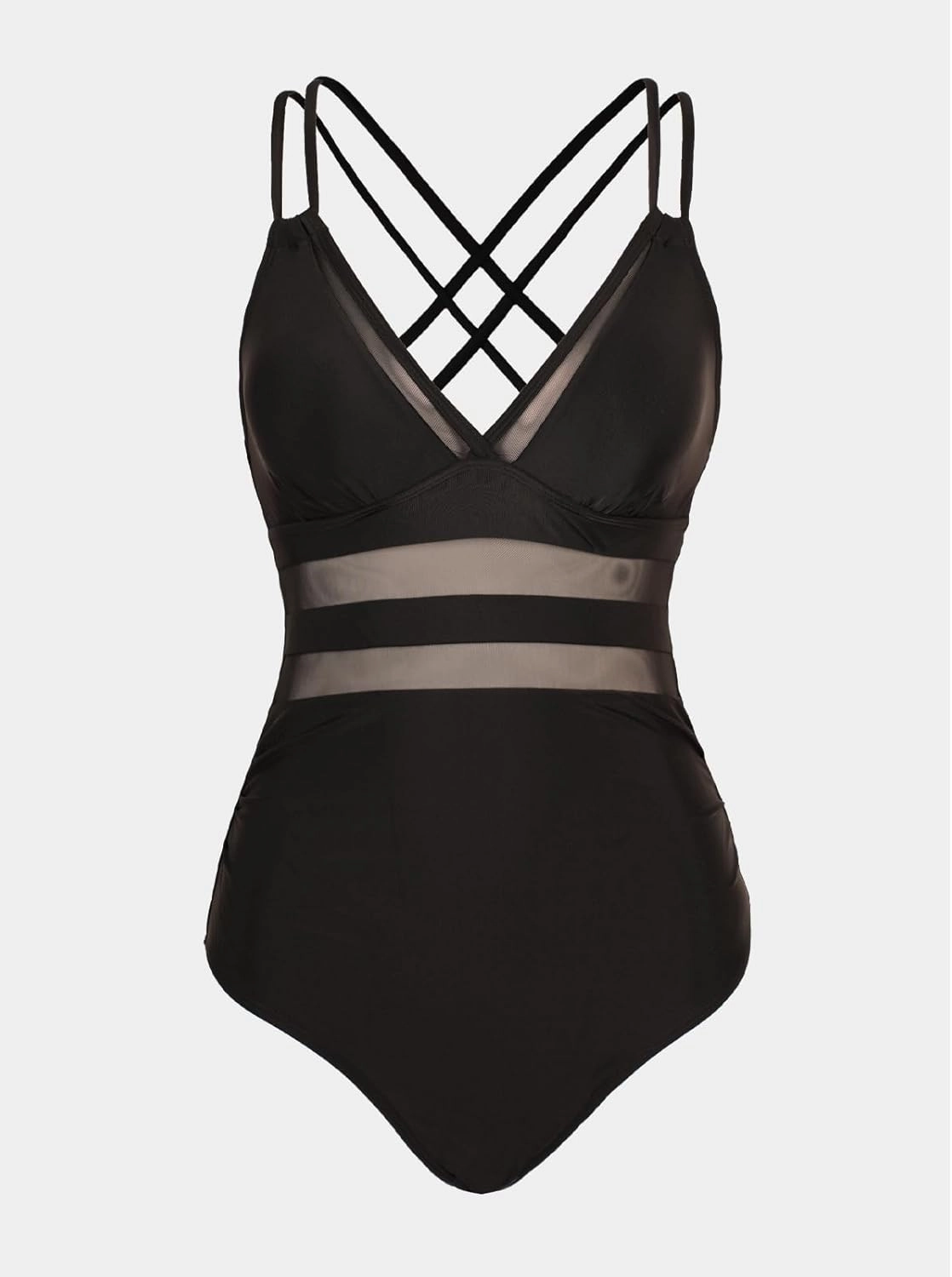 CUPSHE Women's One Piece Swimsuit Deep V Neck Tummy Control Mesh Cutout Adjustable Straps
