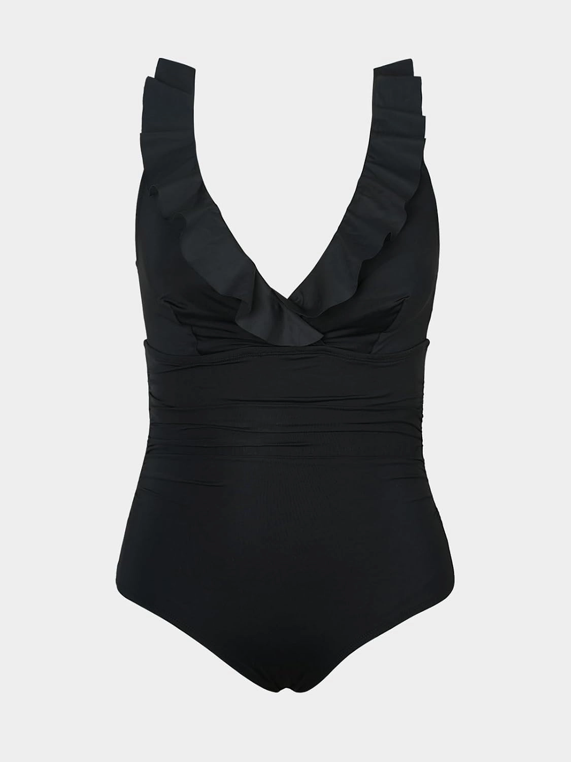 CUPSHE Women's One Piece Swimsuit Plus Size Ruffled V Neck Bathing Suit Retro Full Coverage Slimming Sculpting