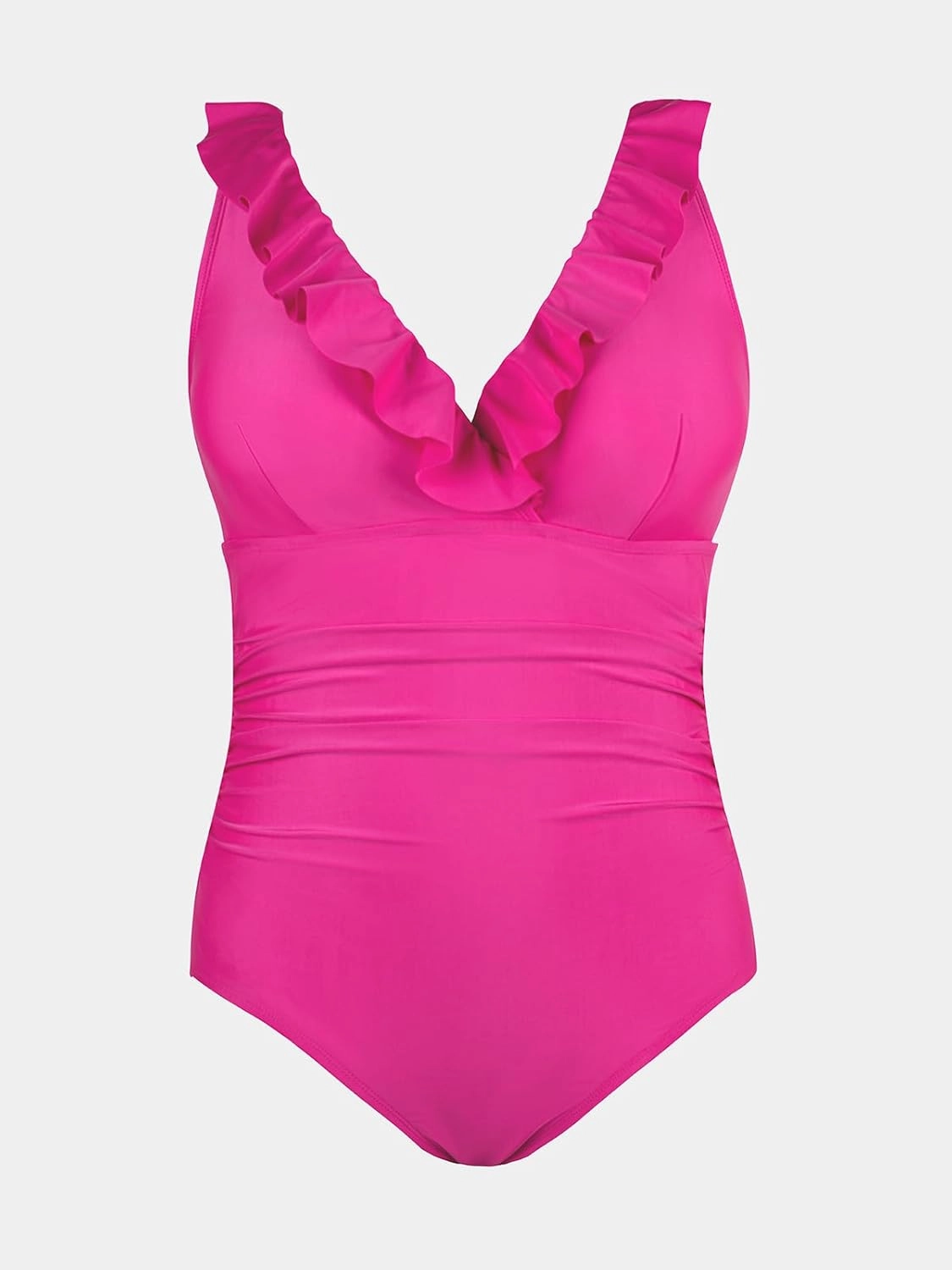 CUPSHE Women's One Piece Swimsuit Plus Size Ruffled V Neck Bathing Suit Retro Full Coverage Slimming Sculpting