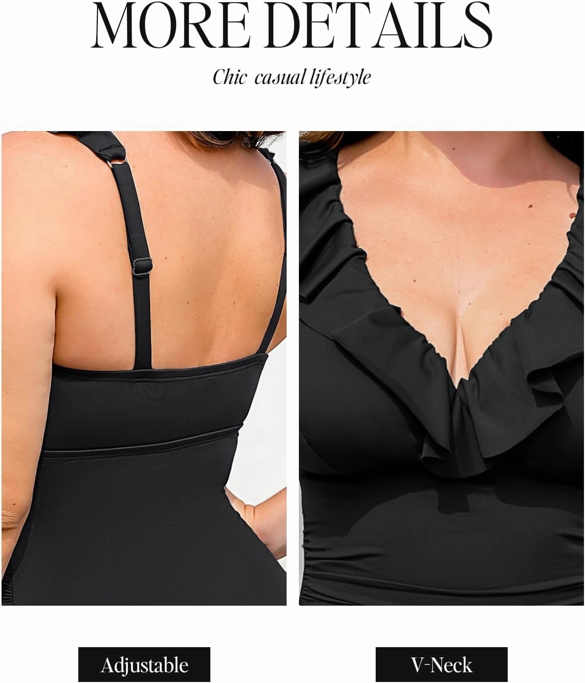CUPSHE Women's One Piece Swimsuit Plus Size Ruffled V Neck Bathing Suit Retro Full Coverage Slimming Sculpting