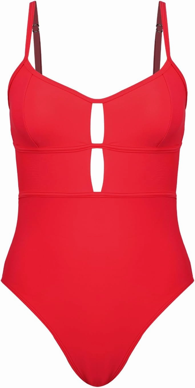 CUPSHE Women's One Piece Swimsuit Scoop Neck Adjustable Straps Cutout Back Self Tie Bathing Suit