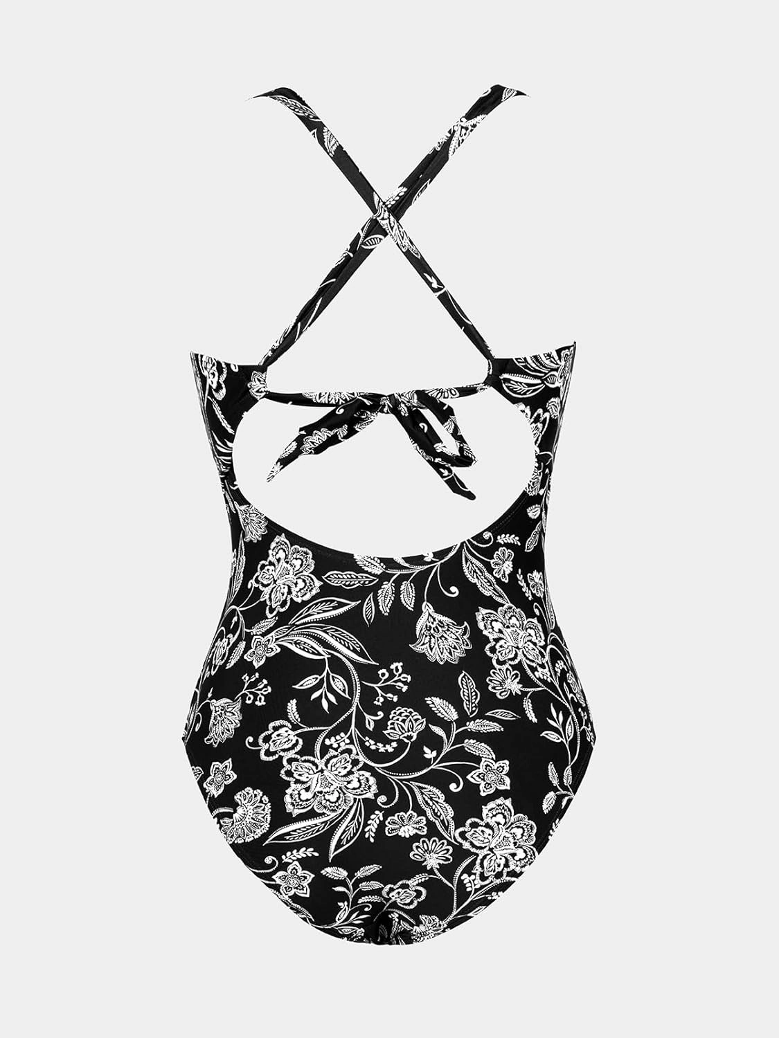 CUPSHE Women's One Piece Swimsuit Tummy Control Deep V Neck Double Straps Crisscross Back Tie Bathing Suit