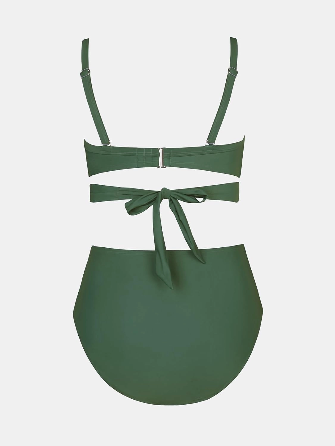 CUPSHE Women Swimsuit Plus Size Bikini Set High Waisted Wrapped Front Self Tie Back Knotted Bottom
