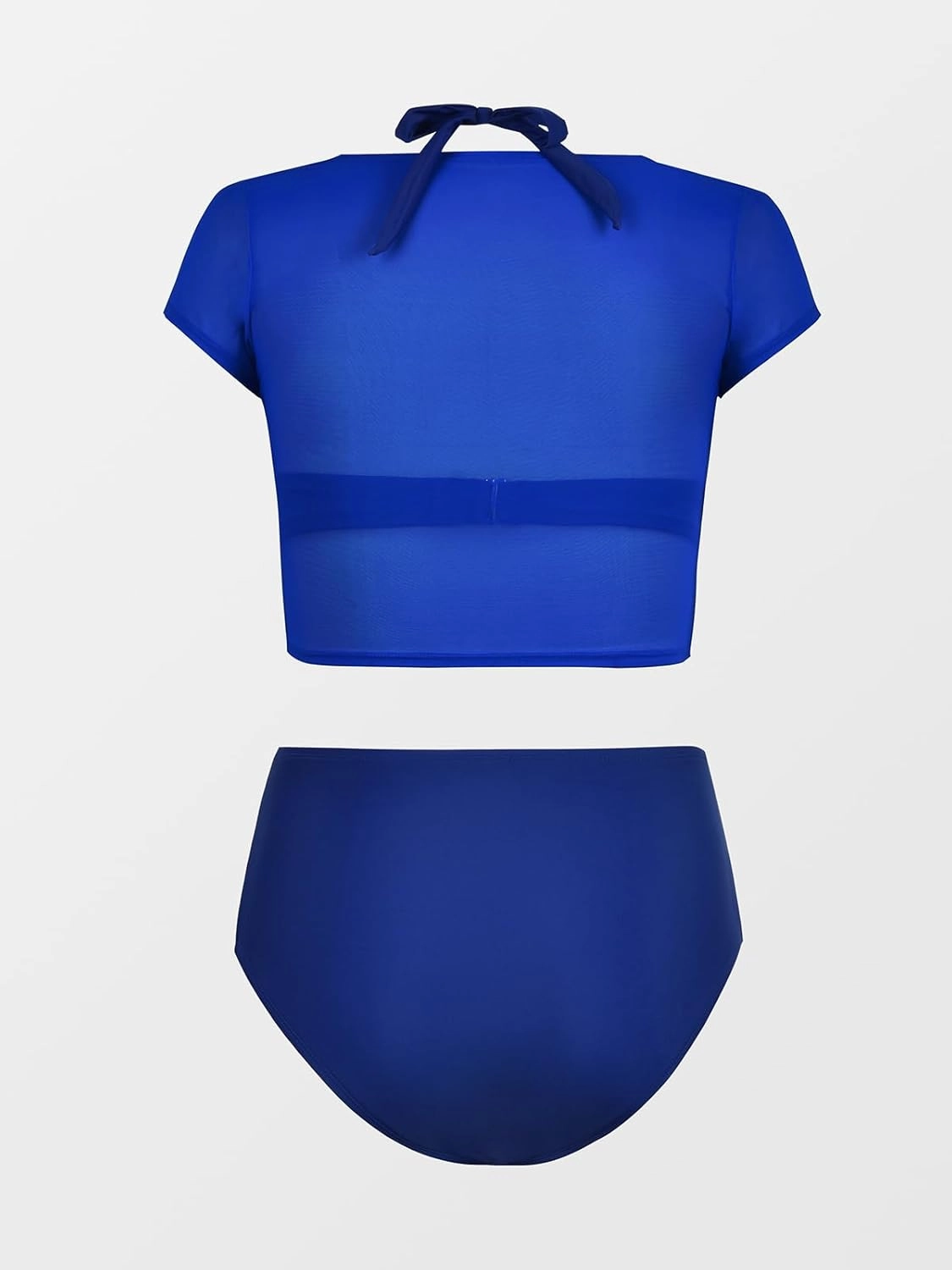 CUPSHE Women Swimsuit Plus Size Bikini Set Three Piece High Waisted Sheer Mesh Top Halter Ruched Bottom