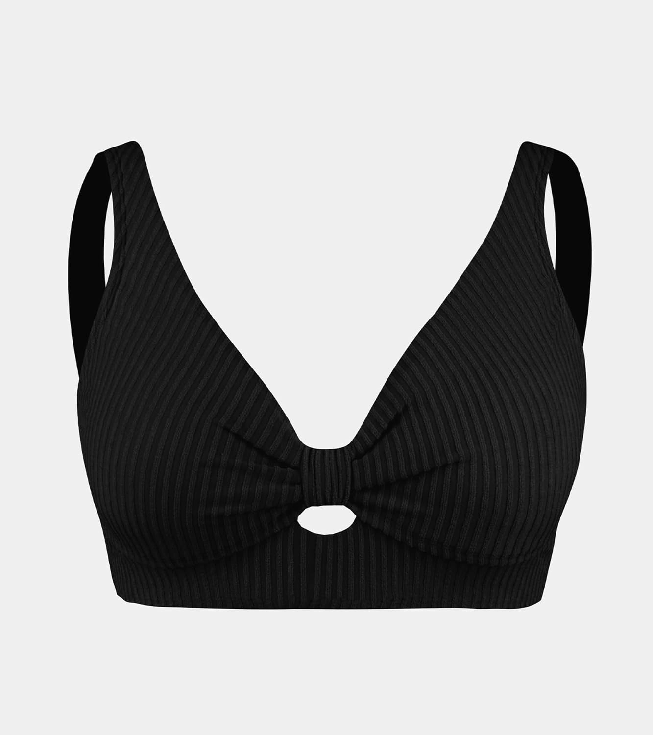 CUPSHE Women Swimsuit Plus Size Bikini Top Ribbed Texture Knotted Front Fixed Wide Straps No Bottom