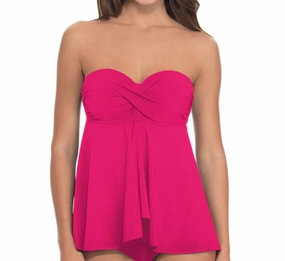 D-Cup Bandeau Fly Away Tankini Top In Tutti Frutti Raspberry