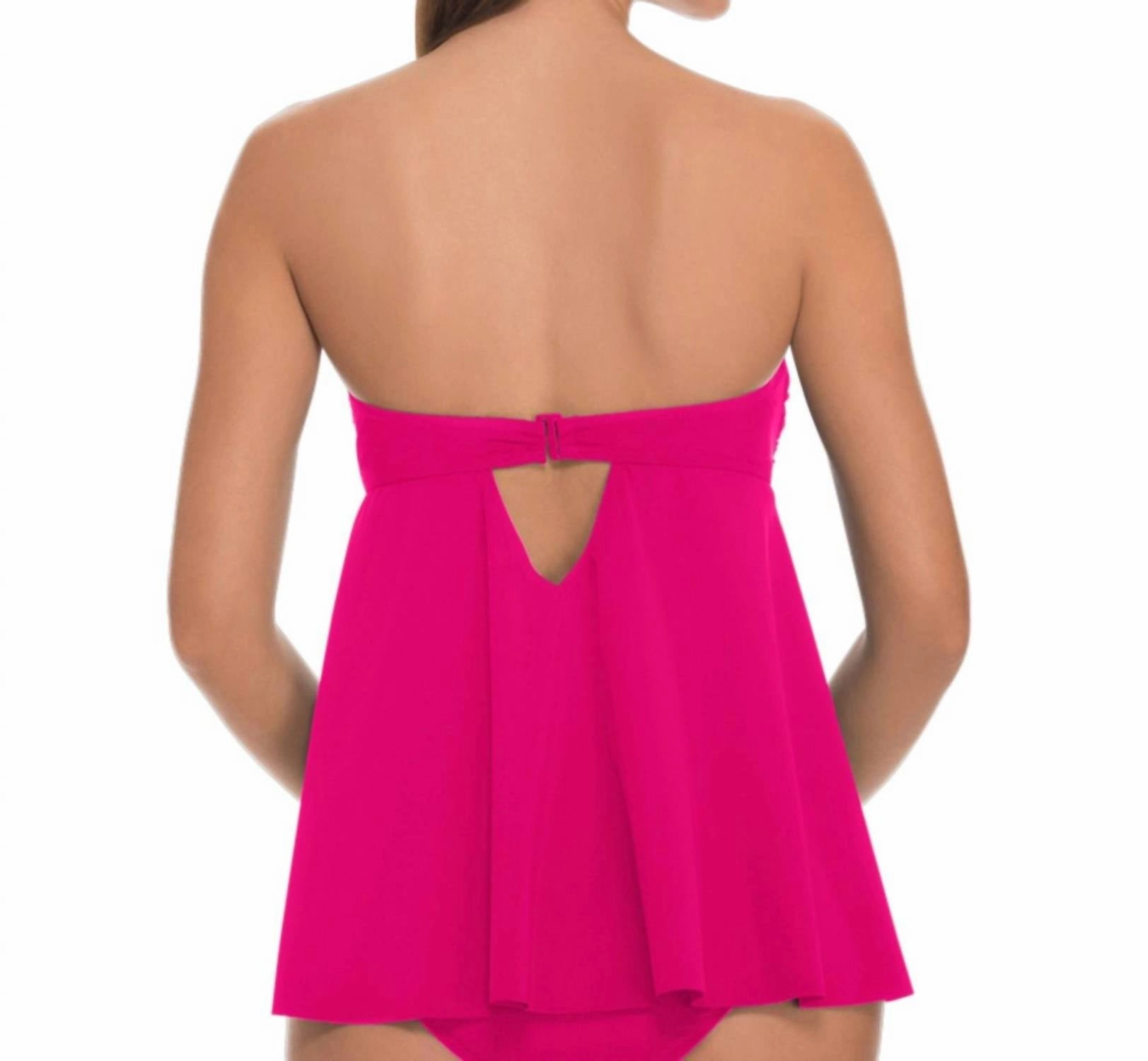 D-Cup Bandeau Fly Away Tankini Top In Tutti Frutti Raspberry