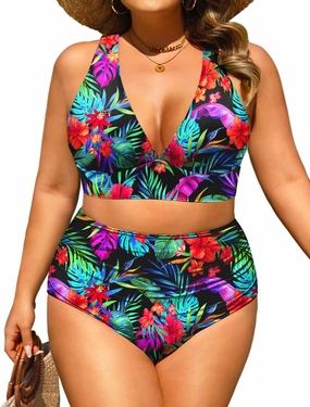 Daci Plus Size High Waisted Bikini - Two Piece Swimsuit Tummy Control Bathing Suit Sexy V Neck Swimwear 2025
