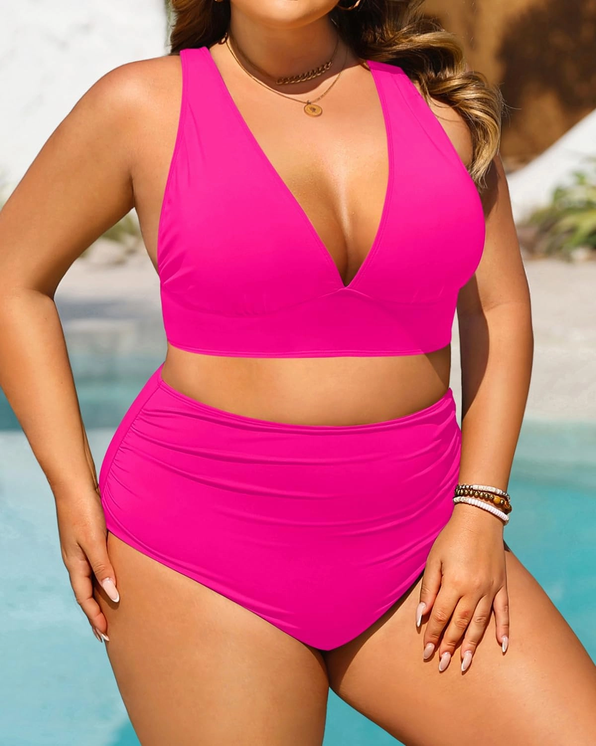 Daci Plus Size High Waisted Bikini - Two Piece Swimsuit Tummy Control Bathing Suit Sexy V Neck Swimwear 2025