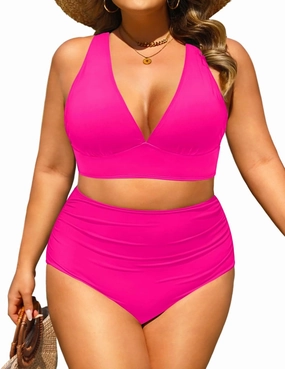Daci Plus Size High Waisted Bikini - Two Piece Swimsuit Tummy Control Bathing Suit Sexy V Neck Swimwear 2025