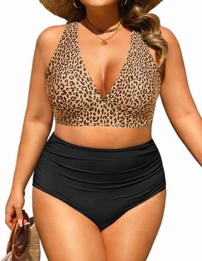 Daci Plus Size High Waisted Bikini - Two Piece Swimsuit Tummy Control Bathing Suit Sexy V Neck Swimwear 2025