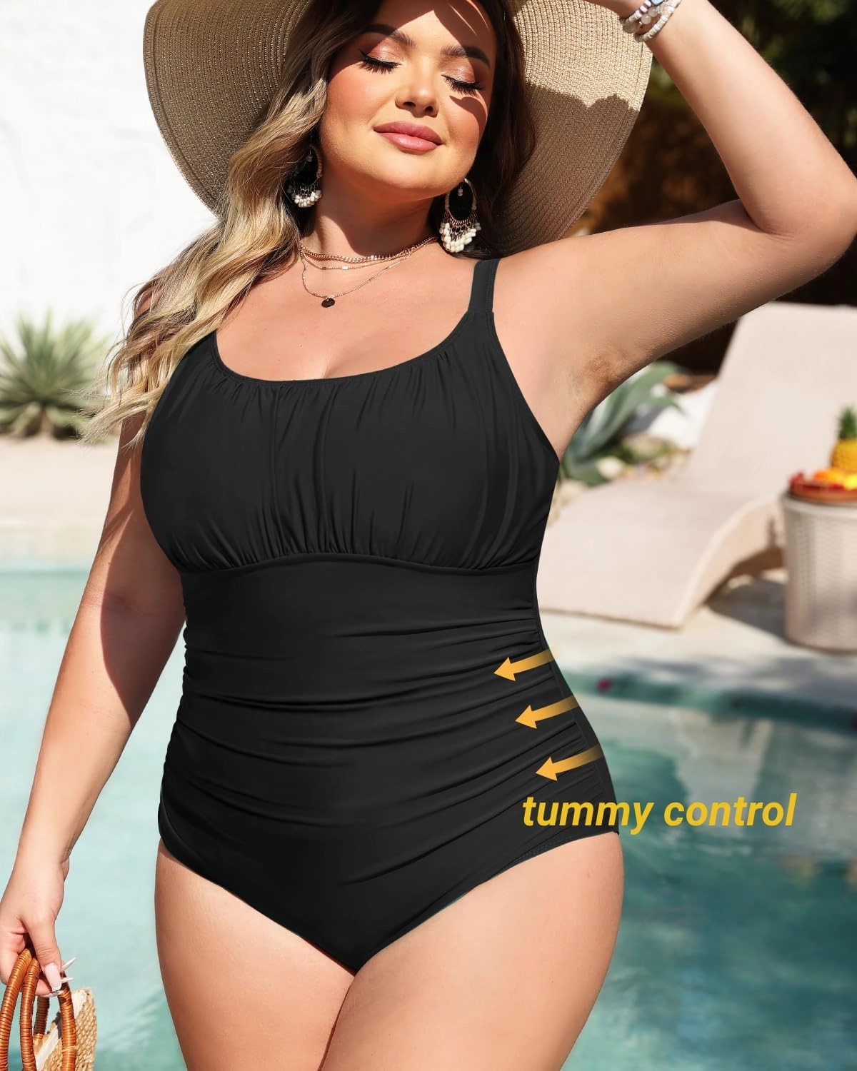 Daci Plus Size One Piece Swimsuit - Women's Tummy Control Bathing Suit Retro Full Coverage Swimwear 2025