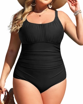Daci Plus Size One Piece Swimsuit - Women's Tummy Control Bathing Suit Retro Full Coverage Swimwear 2025