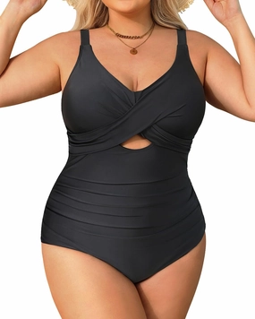 Daci Plus Size One Piece Swimsuits - Tummy Control Bathing Suit for Women Cutout Swimwear