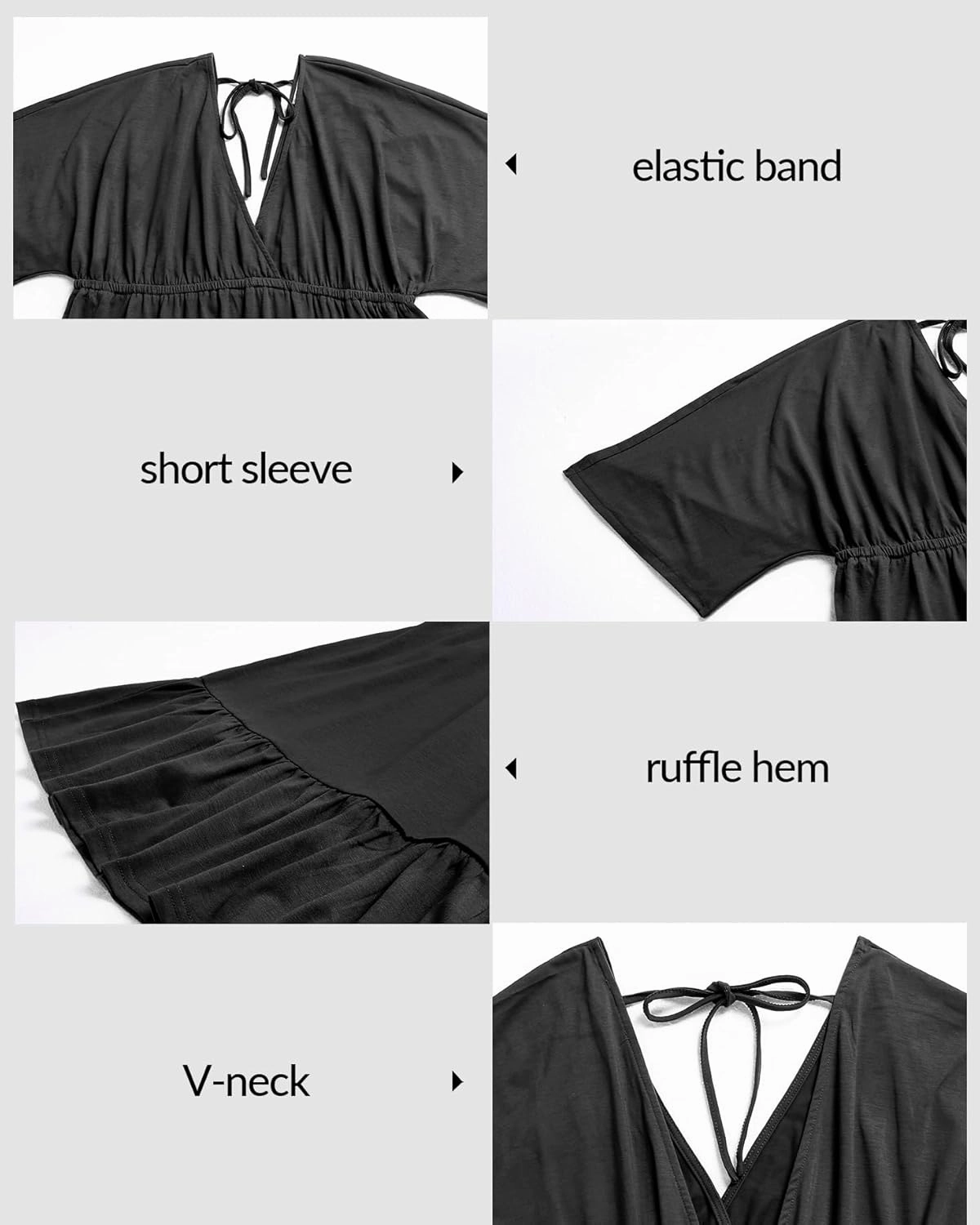 Daci Plus Size Swimsuit Cover Ups - V Neck Bathing Suit Women Short Sleeve Beach Dress