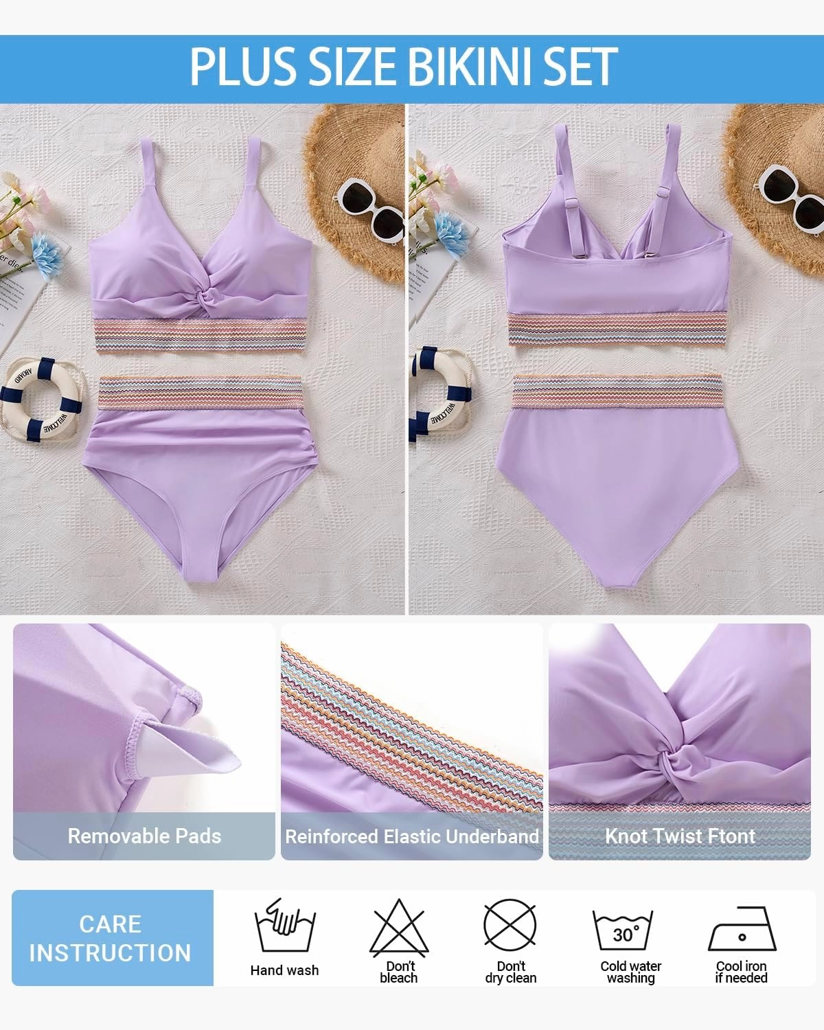 Daci Plus Size Two Piece Swimsuits - High Waisted Bikini for Women Tummy Control Bathing Suits Knot Twist Swimwear 2025