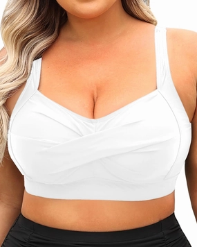 Daci Women Plus Size Push up Bikini Top Only Full Coverage Swimsuit Tops Twist Front Bathing Suit Bra for Large Bust