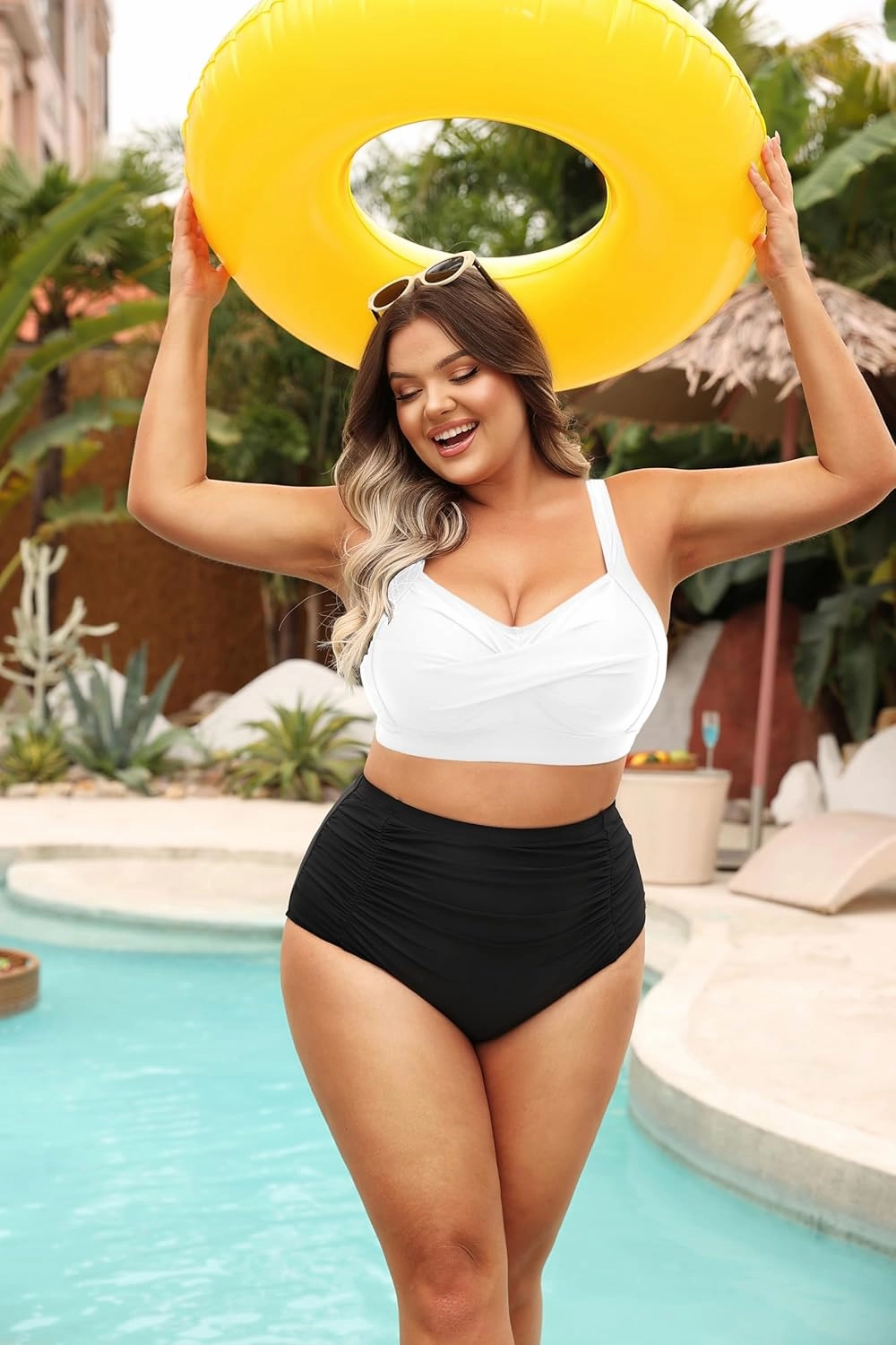 Daci Women Plus Size Push up Bikini Top Only Full Coverage Swimsuit Tops Twist Front Bathing Suit Bra for Large Bust