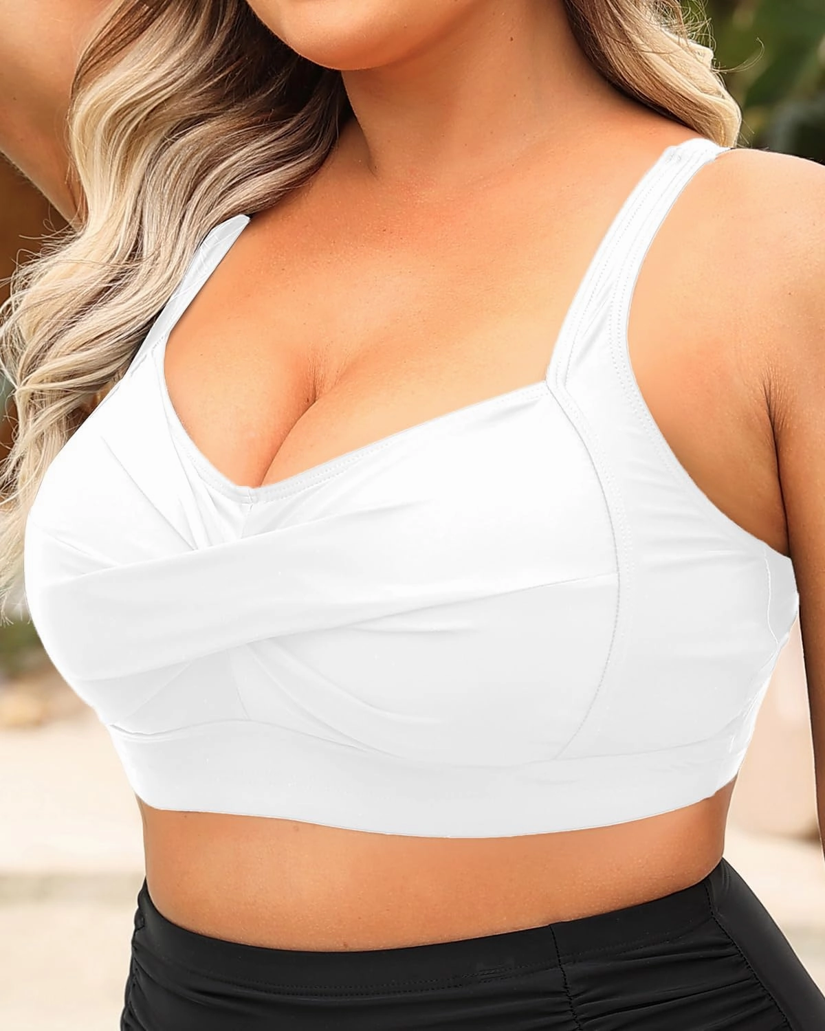 Daci Women Plus Size Push up Bikini Top Only Full Coverage Swimsuit Tops Twist Front Bathing Suit Bra for Large Bust