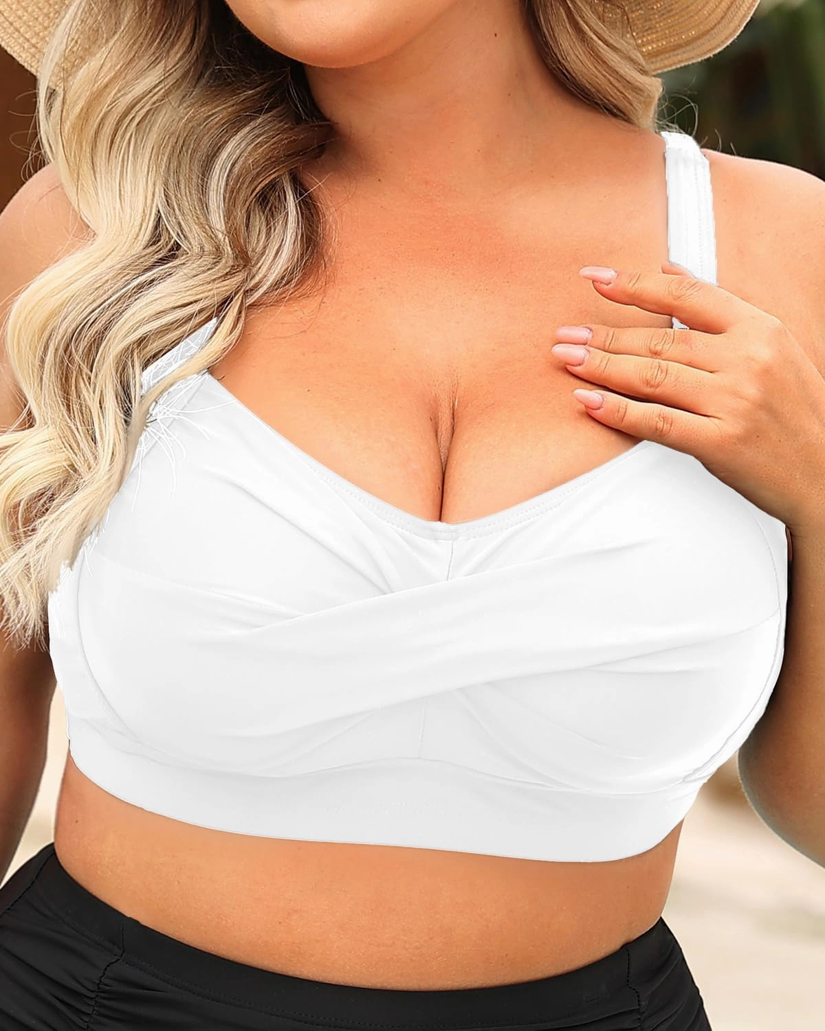 Daci Women Plus Size Push up Bikini Top Only Full Coverage Swimsuit Tops Twist Front Bathing Suit Bra for Large Bust