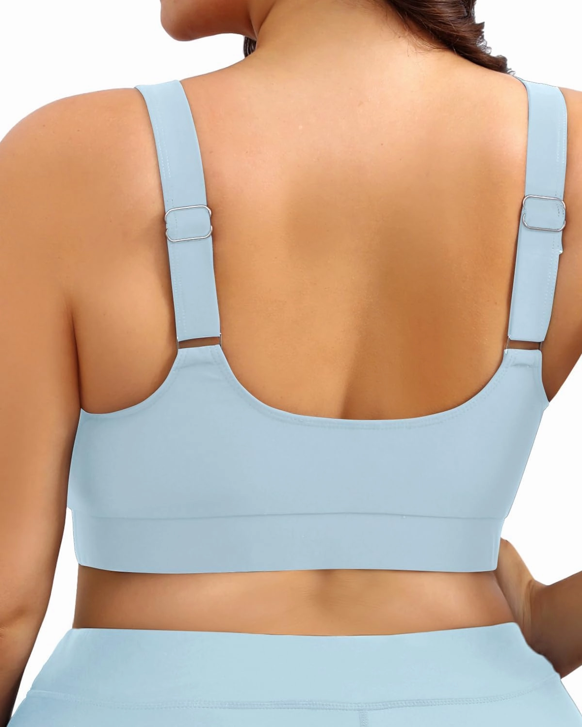 Daci Women Plus Size Sports Bra Bikini Top Only Push Up Scoop Neck Swim Top Full Coverage Bathing Suit for Large Bust