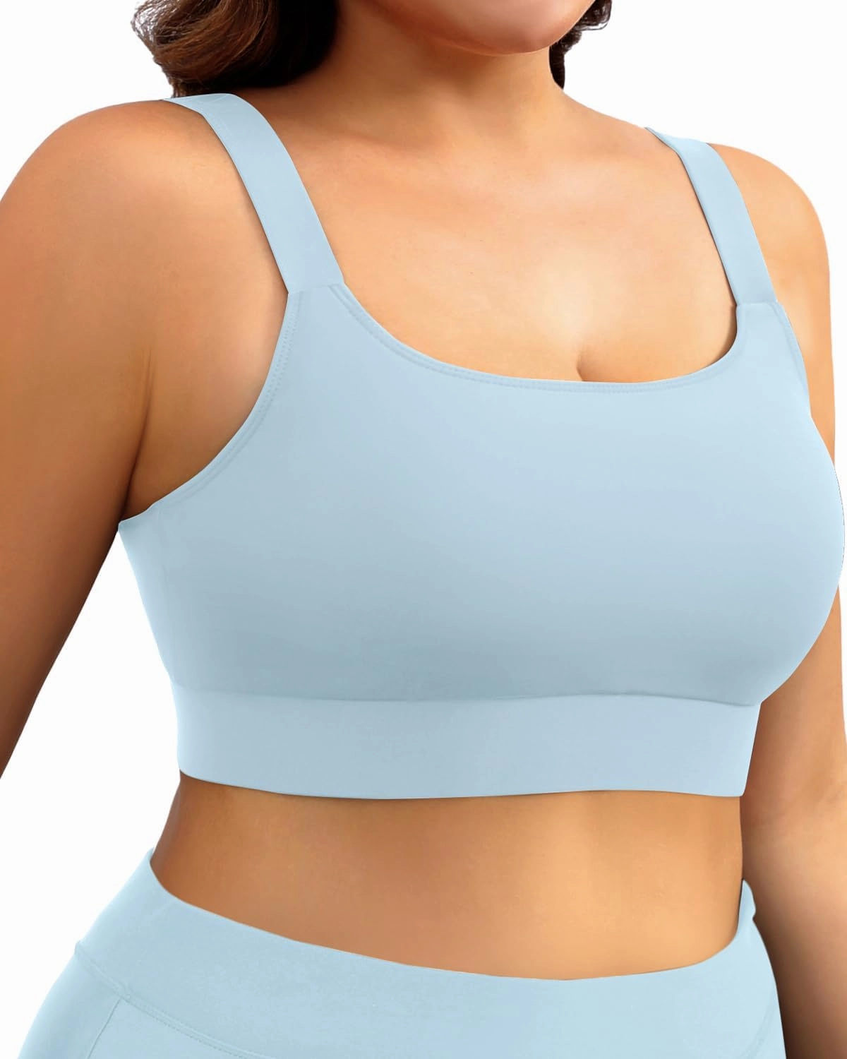 Daci Women Plus Size Sports Bra Bikini Top Only Push Up Scoop Neck Swim Top Full Coverage Bathing Suit for Large Bust