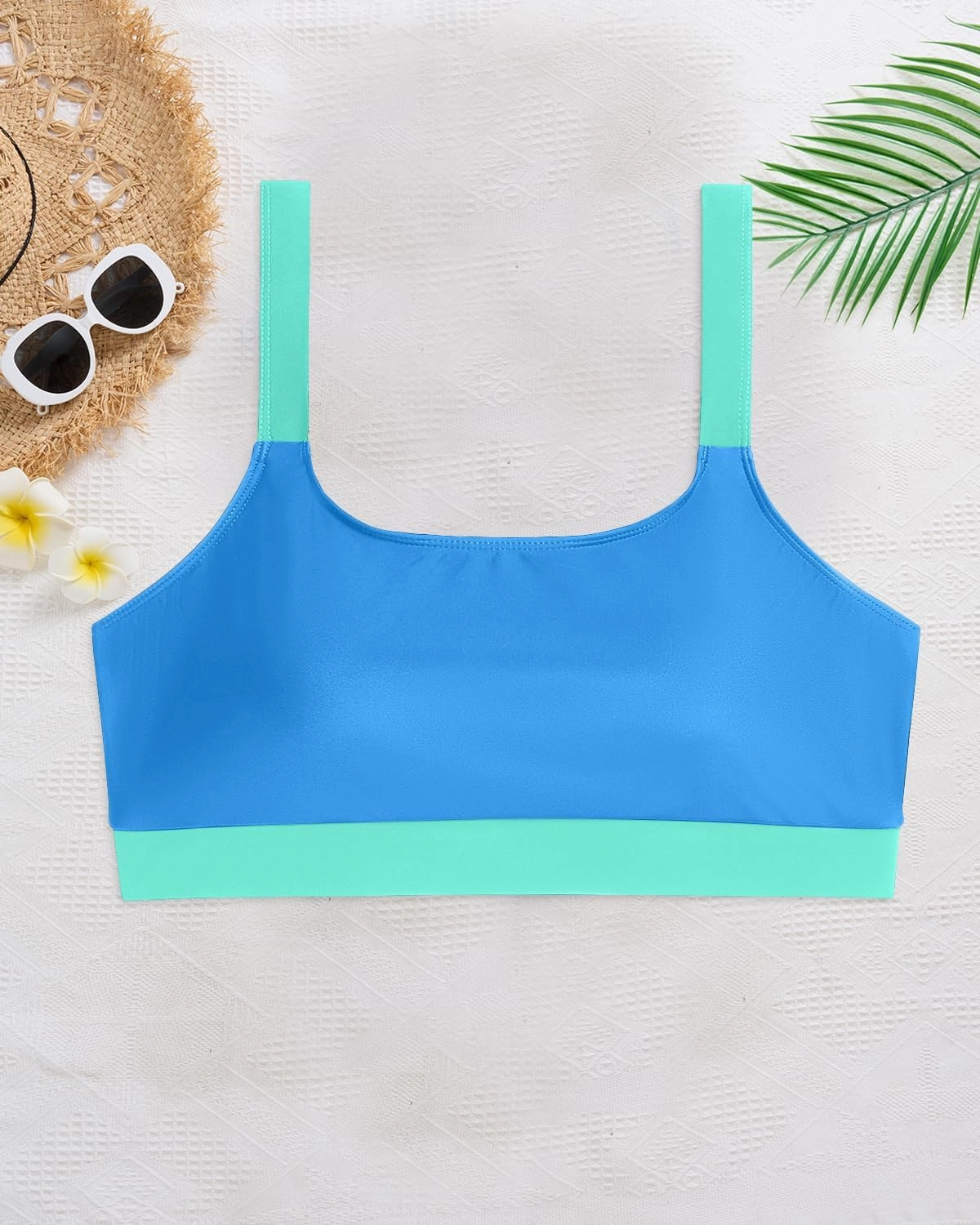 Daci Women Plus Size Sports Bra Bikini Top Only Push Up Scoop Neck Swim Top Full Coverage Bathing Suit for Large Bust