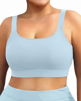 Daci Women Plus Size Sports Bra Bikini Top Only Push Up Scoop Neck Swim Top Full Coverage Bathing Suit for Large Bust