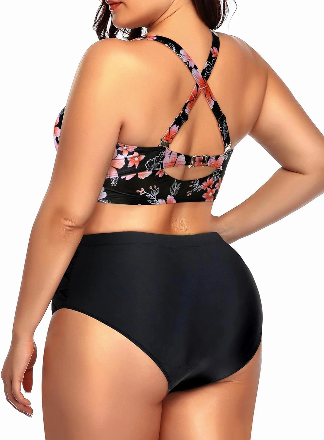 Daci Women Plus Size Two Piece Swimsuit - High Waisted Bikini Tummy Control Bathing Suit Bandeau Swimwear