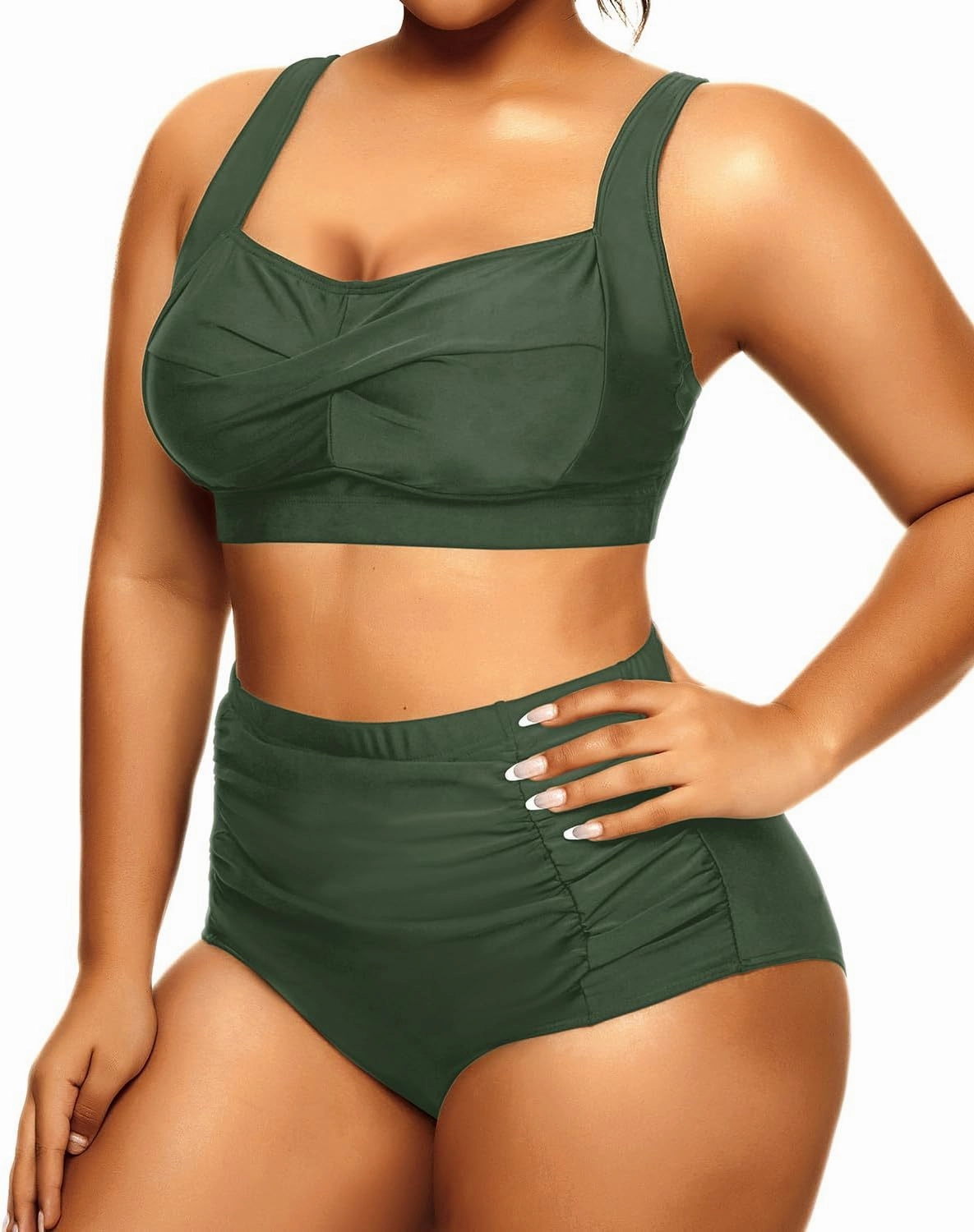 Daci Women's Plus Size Bikini Sets - High Waisted Two-Piece Swimsuits with Tummy Control