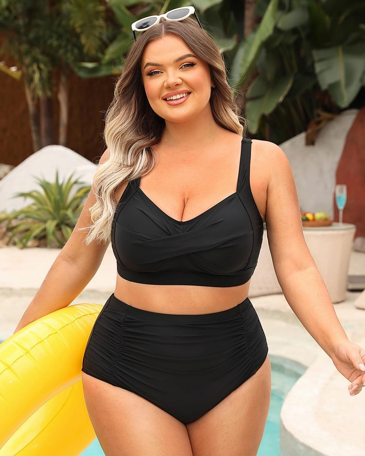 Daci Women's Plus Size Bikini Sets - High Waisted Two-Piece Swimsuits with Tummy Control