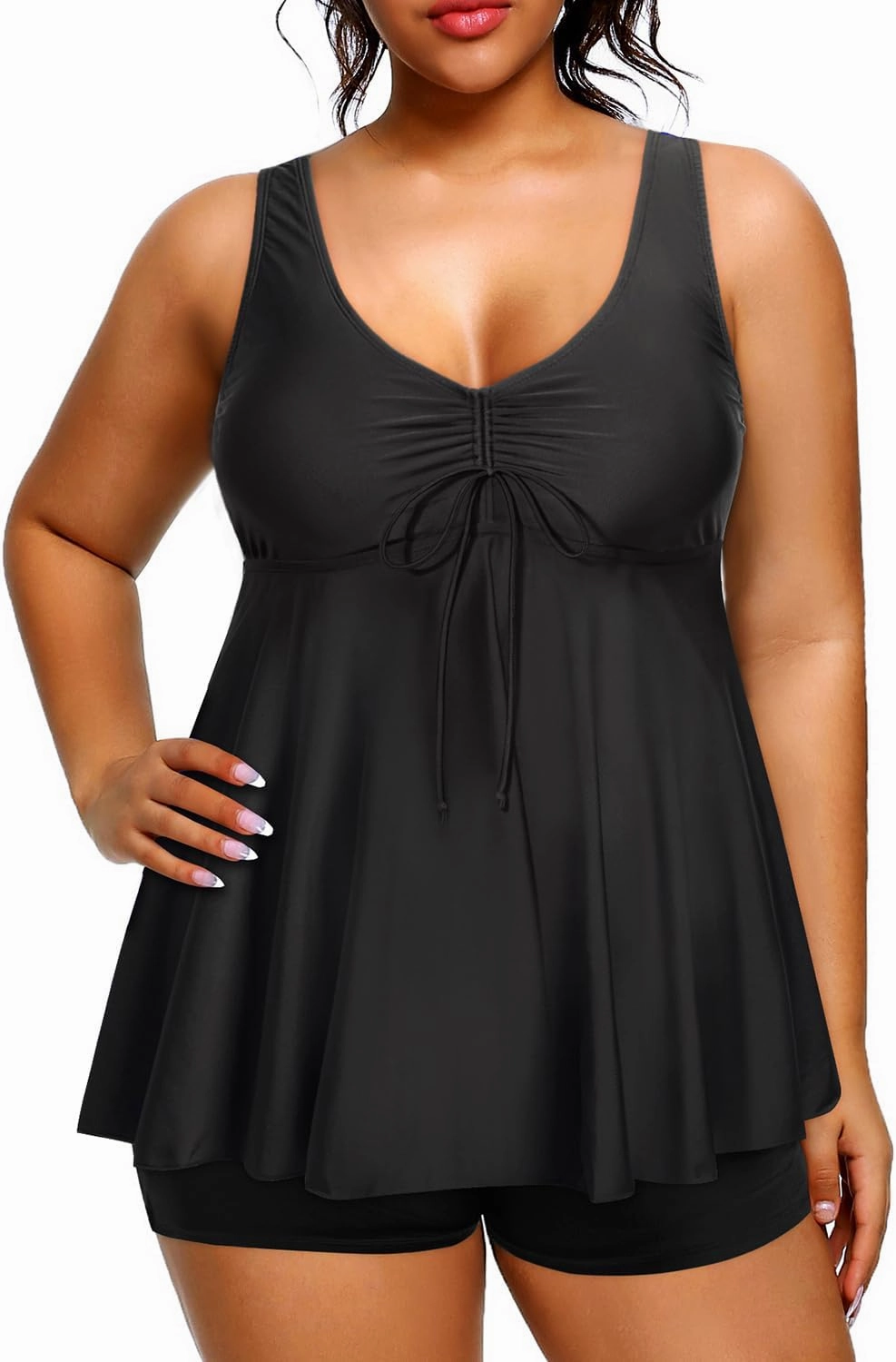 Daci Women Two Piece Plus Size Swimsuit with Bottom Peplum Tankini High Waisted Tummy Control Bathing Suit