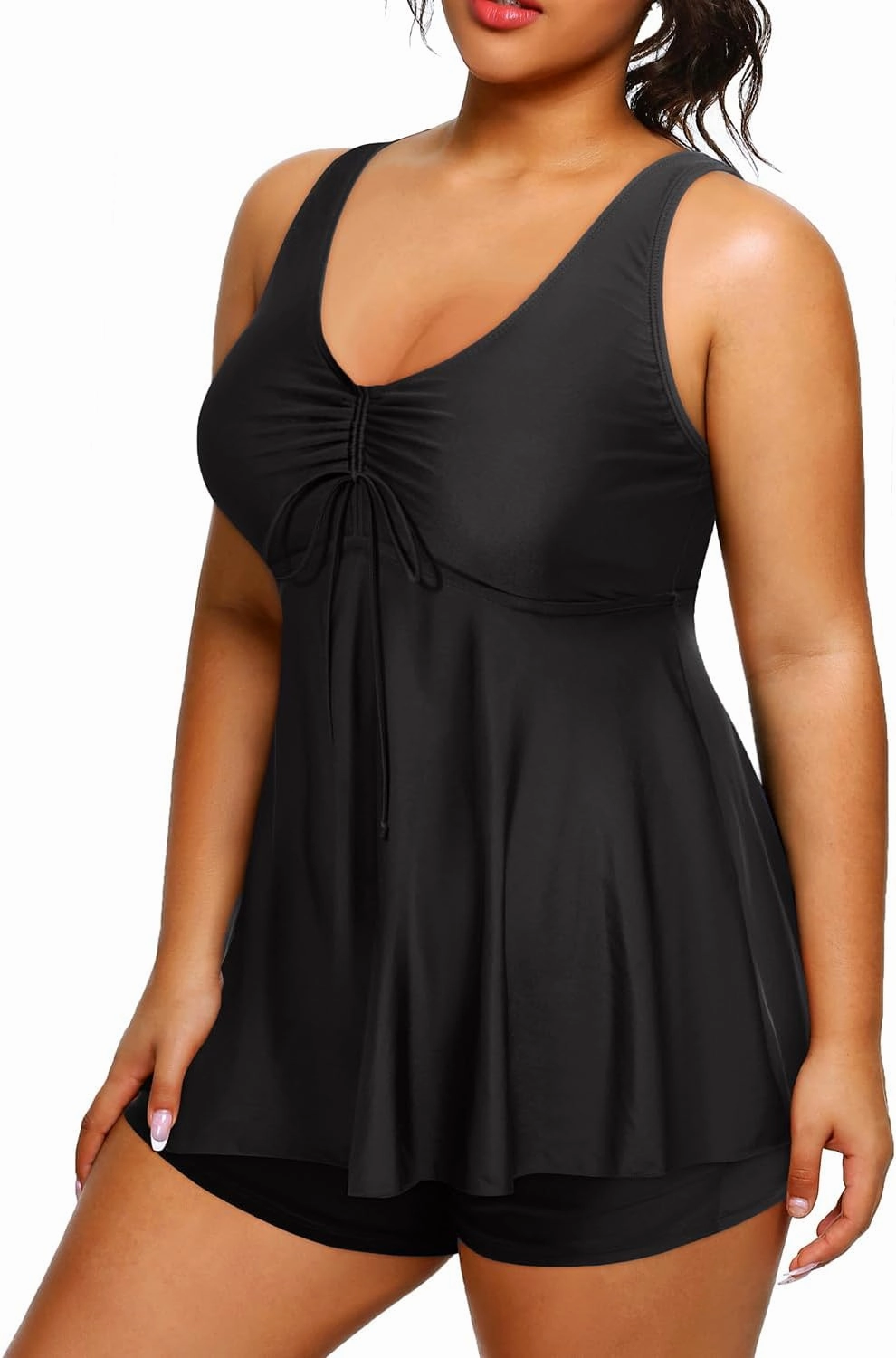 Daci Women Two Piece Plus Size Swimsuit with Bottom Peplum Tankini High Waisted Tummy Control Bathing Suit