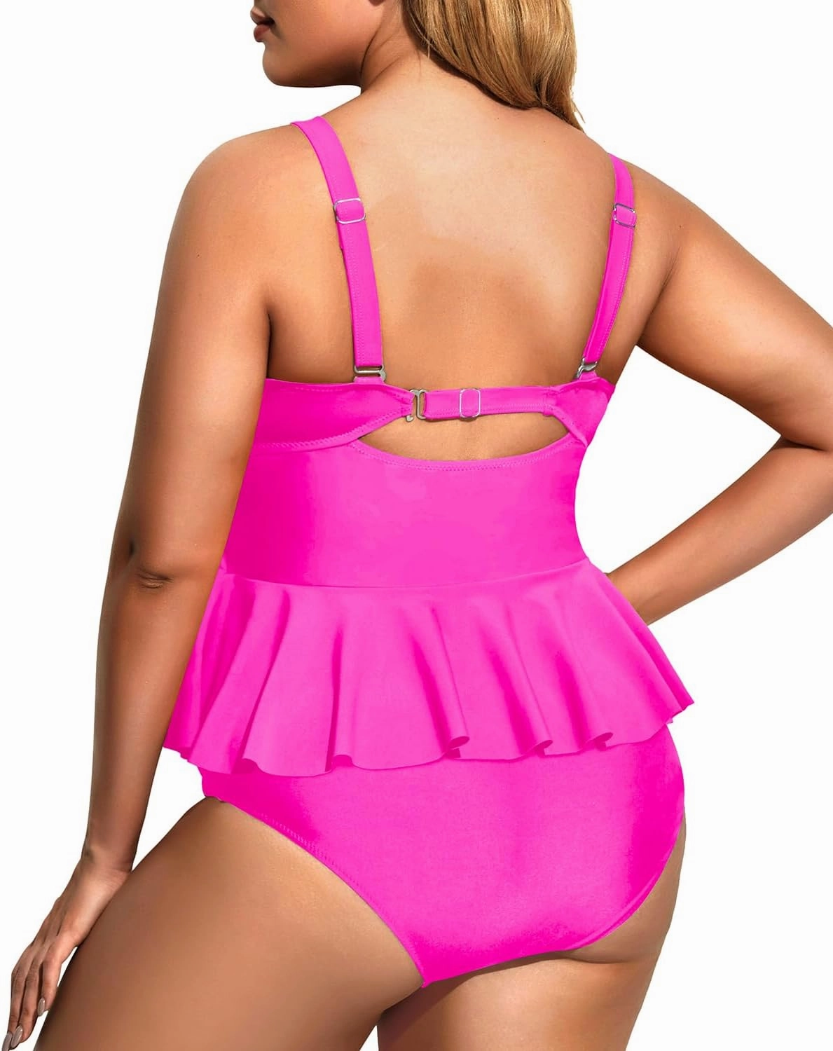 Daci Women Two Piece Plus Size Swimsuit with Bottom Peplum Tankini High Waisted Tummy Control Bathing Suit